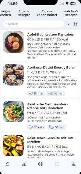 Rezepte in der Coaching-App